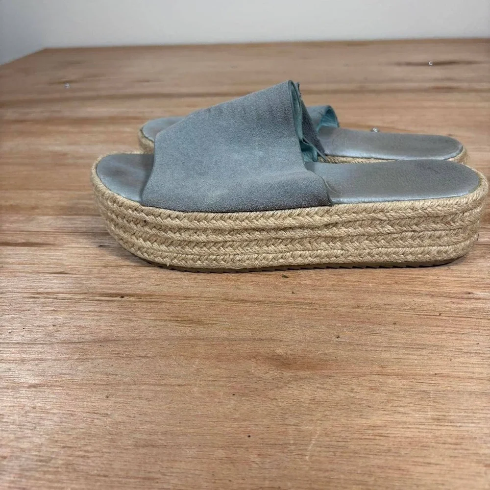 Cool My Shoes Women's Blue Suede Espadrille Platform Slide Sandals Size 7 EUR 38